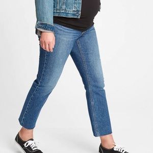 Gap Maternity True Waistband Cheeky Straight Jeans, Medium Indigo, Size 28 SHORT